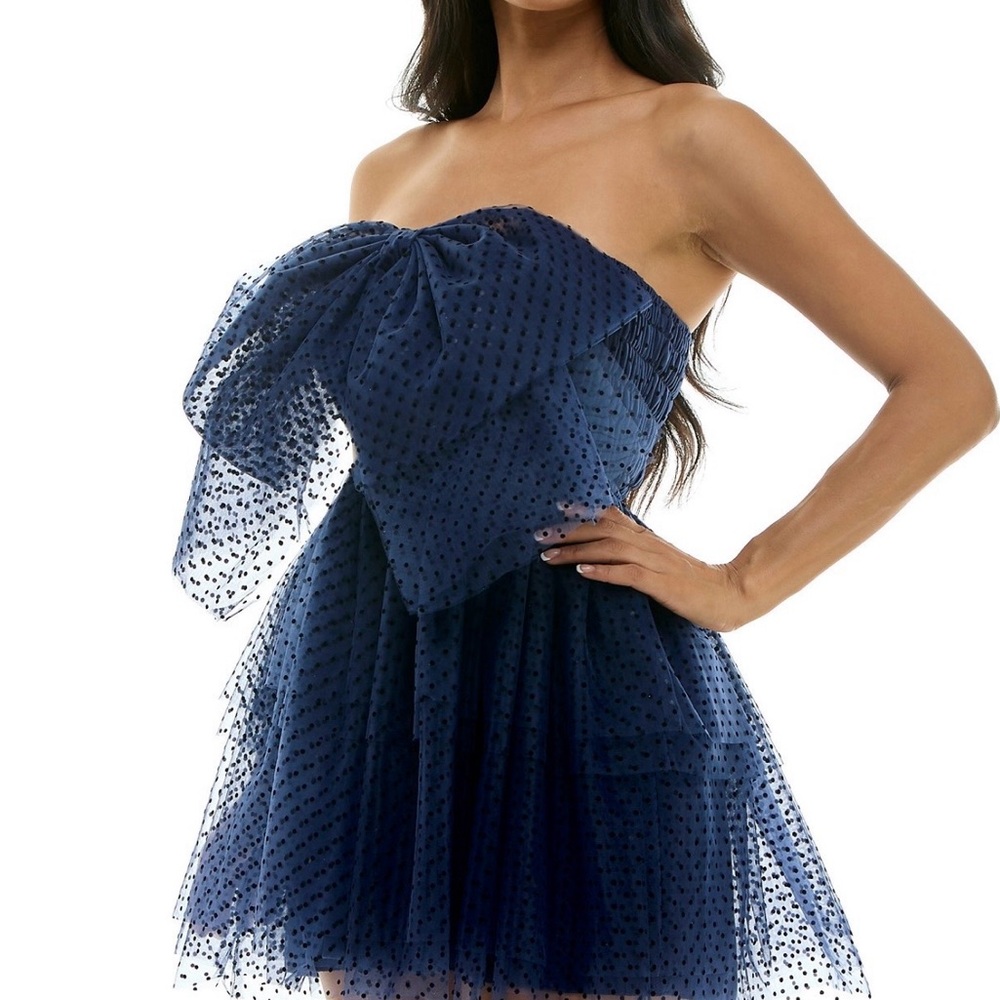 Bow trim polka dots dress